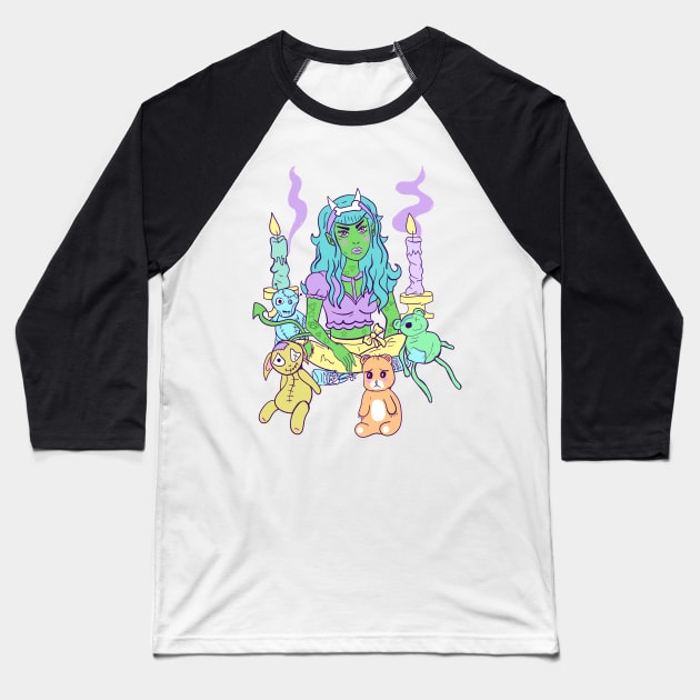 Pastel Goth Demon Girl Baseball T-Shirt by LunaElizabeth